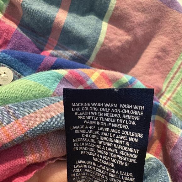 Ralph Lauren Dress Girls 2T Plaid Smocked Long Sleeve Pony Logo Madras Multi - Picture 10 of 11